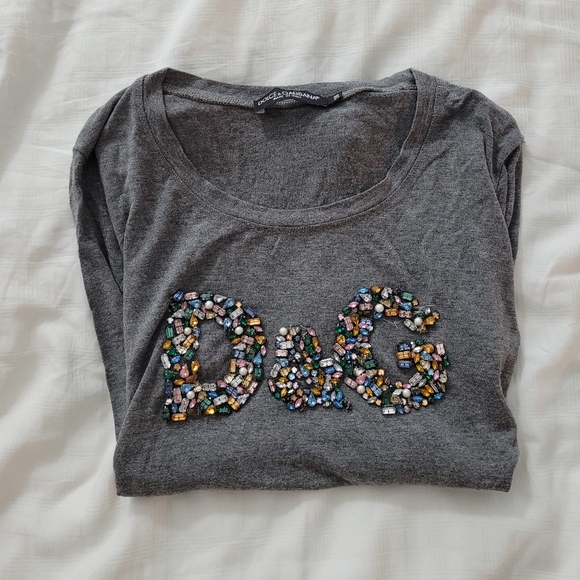 Authentic dolce & gabbana longsleeve graphic logo t-shirt with rhinestones - Picture 11 of 11